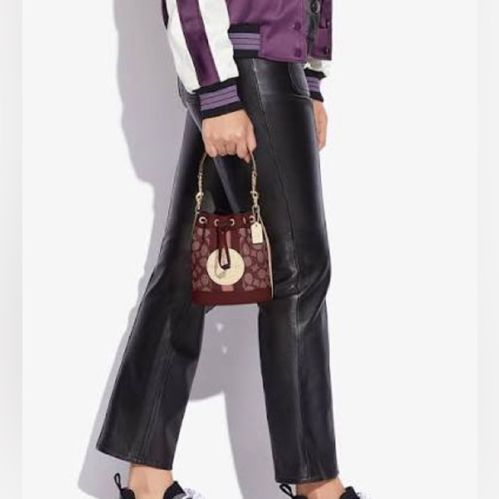 Coach Burgundy and Cream Mini Bag - Picture 2 of 16